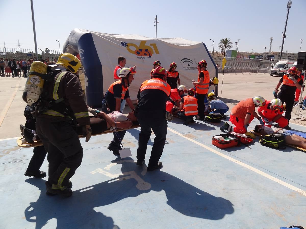 Fotos del simulacro realizado en el Palacio de Ferias