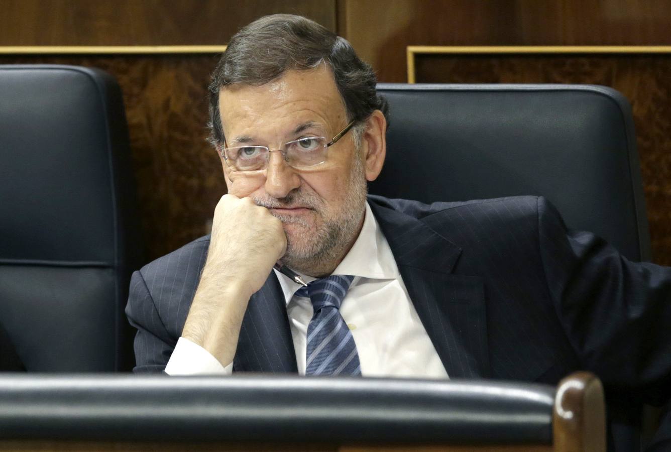 El presidente del Gobierno, Mariano Rajoy, durante el pleno del Congreso de los Diputados.