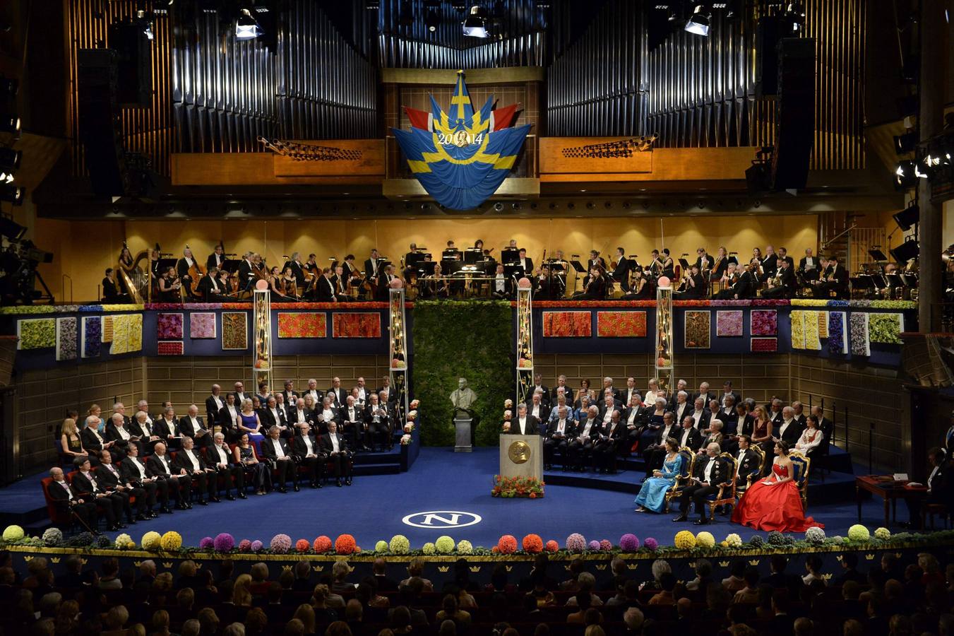 Vista general de la ceremonia de Oslo. ESTOCOLMO (SUECIA). Vista general de la ceremonia de este año, con todos los premiados y los invitados.