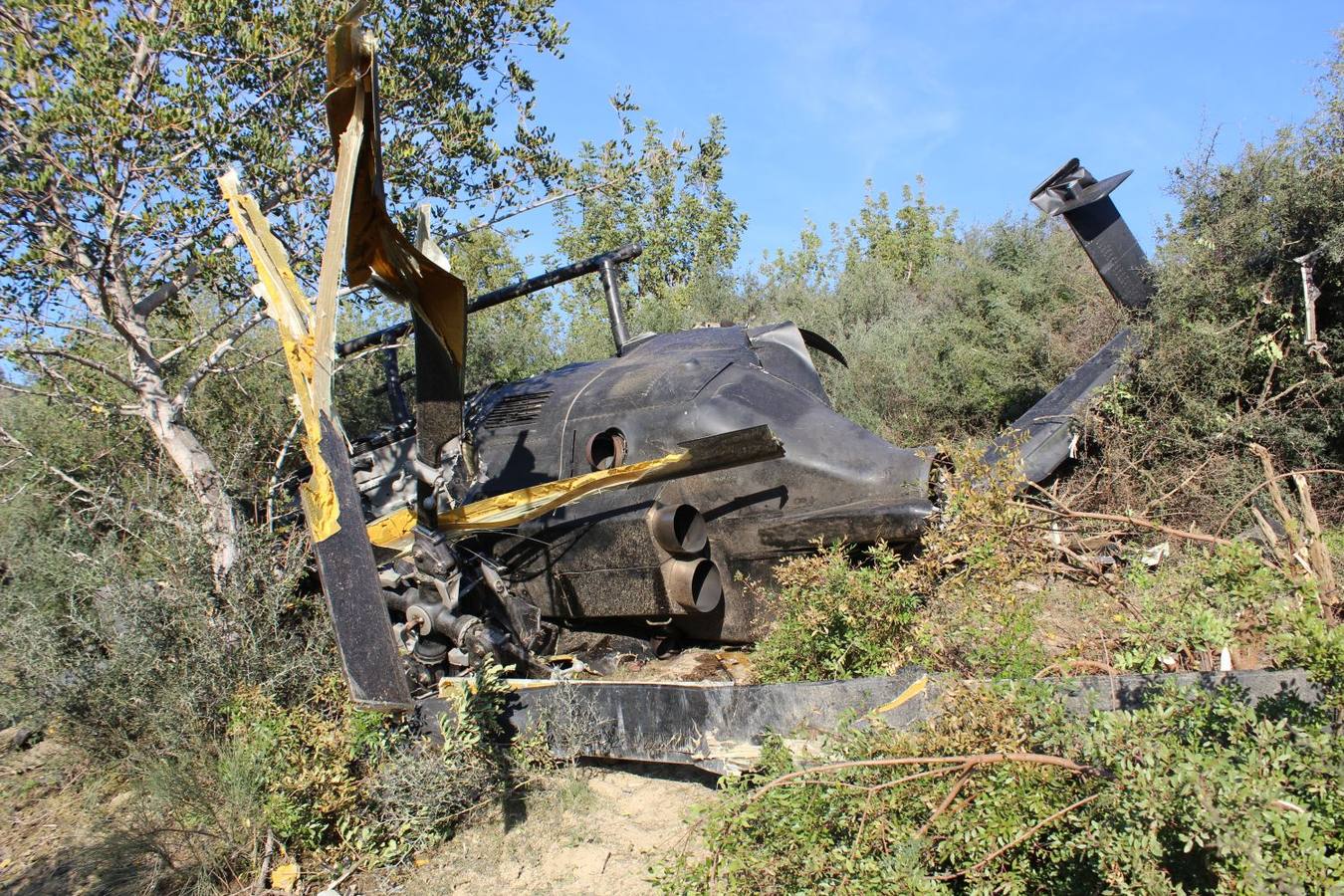Mueren en un accidente los dos ocupantes de un helicóptero con droga durante una persecución