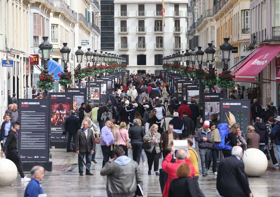 Fotos de la exposición de Málaga Film Ofiice en calle Larios