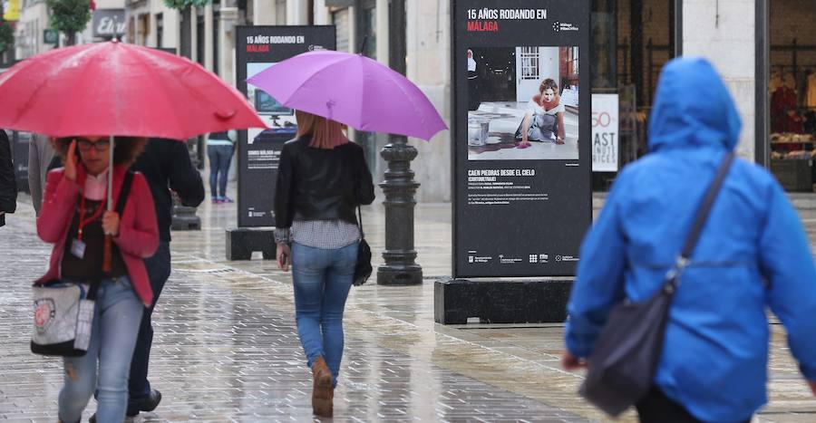 Fotos de la exposición de Málaga Film Ofiice en calle Larios