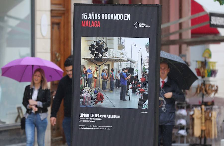 Fotos de la exposición de Málaga Film Ofiice en calle Larios