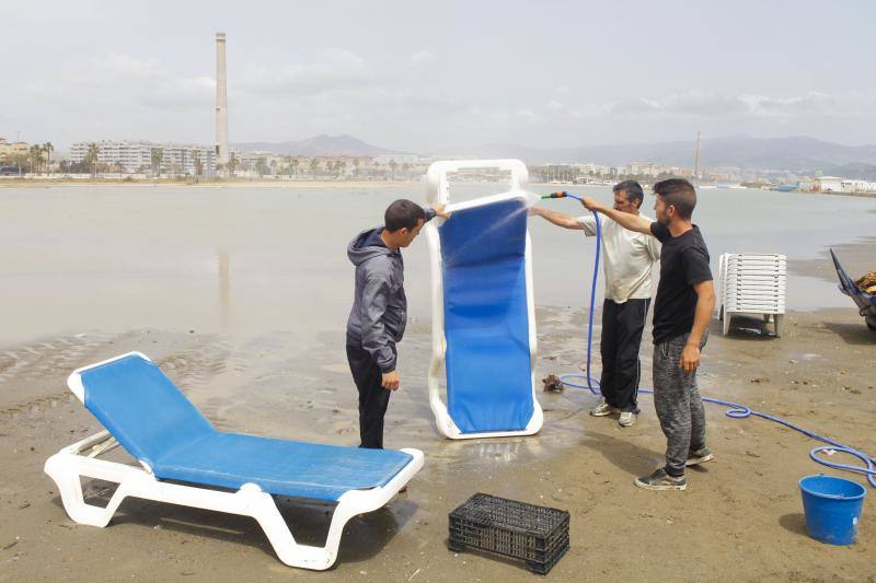 Fotos de los efectos del temporal en las playas de Málaga capital