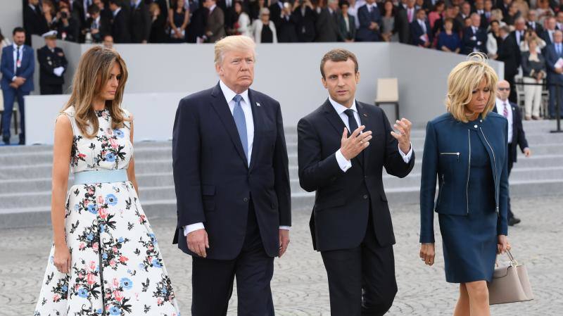 La Fiesta Nacional francesa contó con la asistencia del presidente de los Estados Unidos en conmemoración del centenario de la entrada de Estados Unidos en la Primera Guerra Mundial junto a Francia y al resto de los aliados.