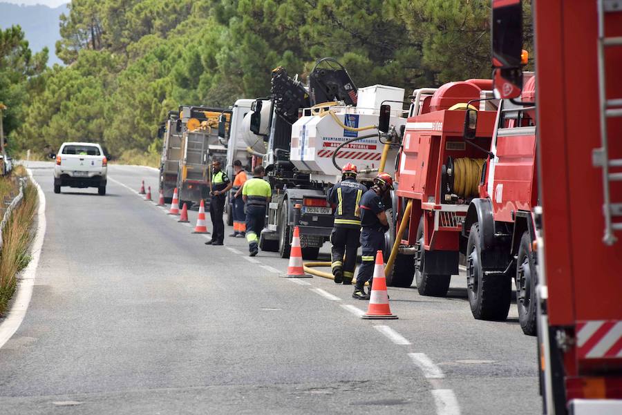 El fuego se inició en la carretera A-397 que une San Pedro con Ronda