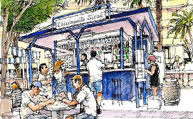 Chiringuito Sicsú, en la playa de La Malagueta.