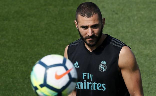 Karim Benzema, durante un entrenamiento. 