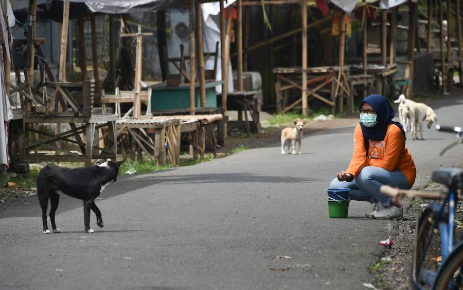 Más de 120.000 personas evacúan la región en torno al Monte Agung por amenzada en nivel máximo de erupción desde la semana pasada. 