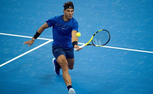 Nadal, durante la disputa del encuentro contra Pouille.