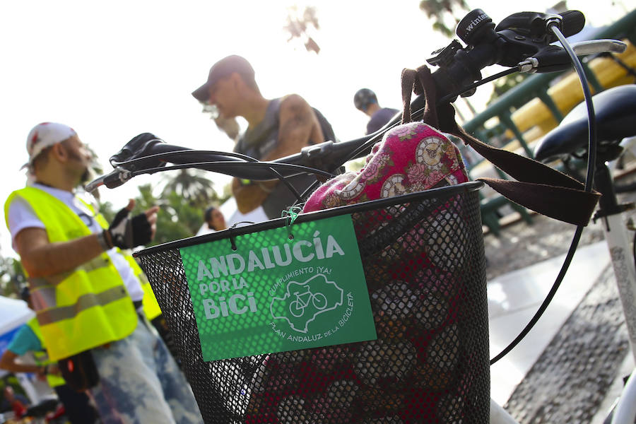 El colectivo ha reclamado esta mañana que se retomen las obras del carril bici que conecta la zona Centro con El Palo