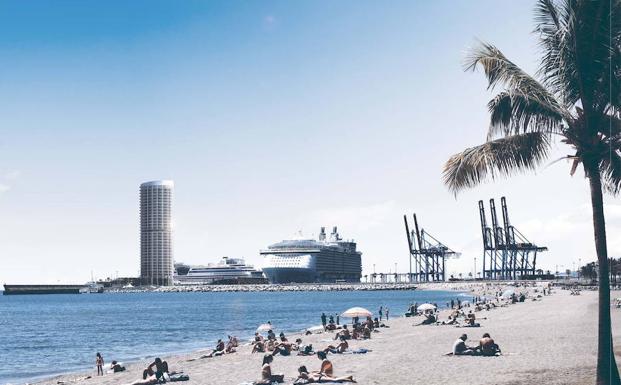 Una de las recreaciones de la torre del puerto