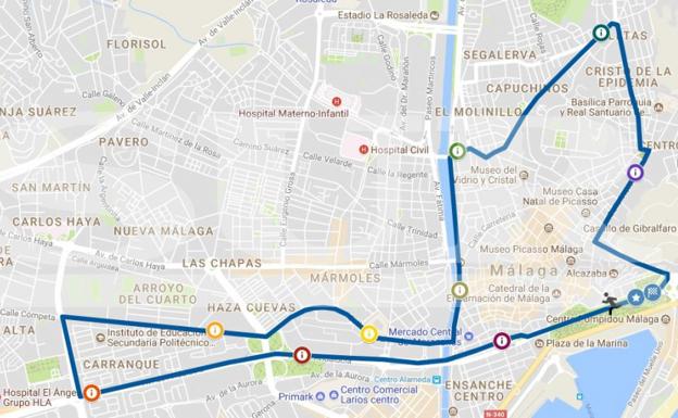 Recorrido de la Carrera Urbana de Málaga 2017. 