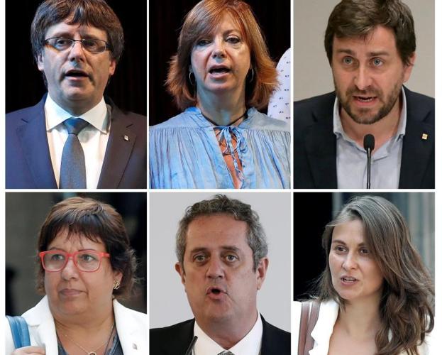 Puigdemont y los cinco consejeros que han viajado con él a Bruselas.