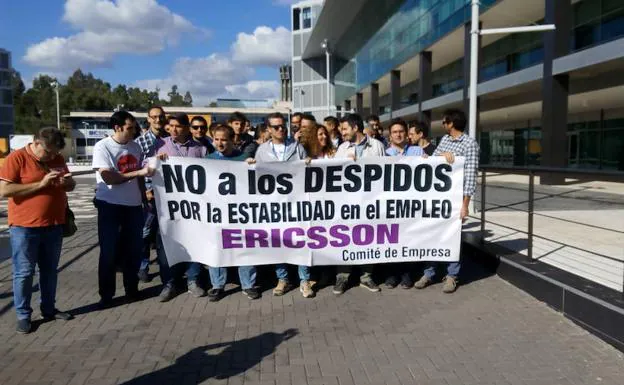 Imagen de la protesta de esta mañana en Málaga. 