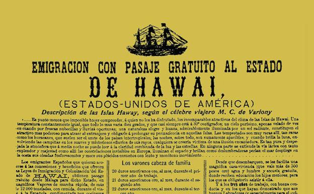 Condiciones del viaje. Panfleto que se distribuyó en Málaga para captar a trabajadores dispuestos a emigrar.