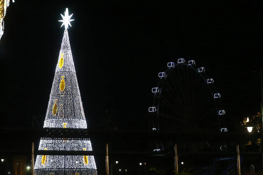 Las calles de los distintos distritos de Málaga se encienden ya para preparar la Navidad. 