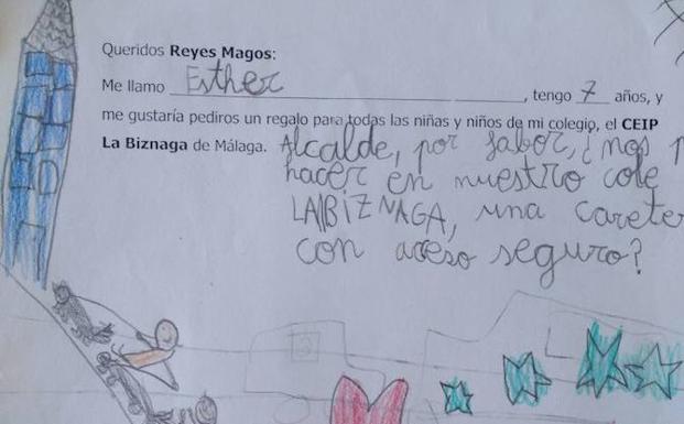 Esther, de 7 años, ha escrito esta carta.