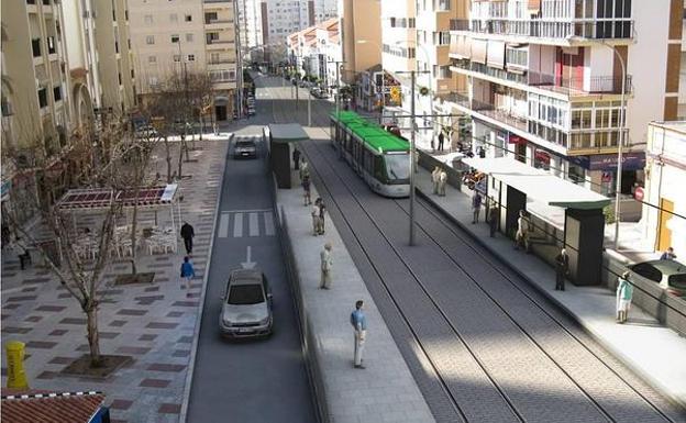 Así quedaría el metro de Málaga hasta el Hospital Civil cruzando Eugenio Gross.