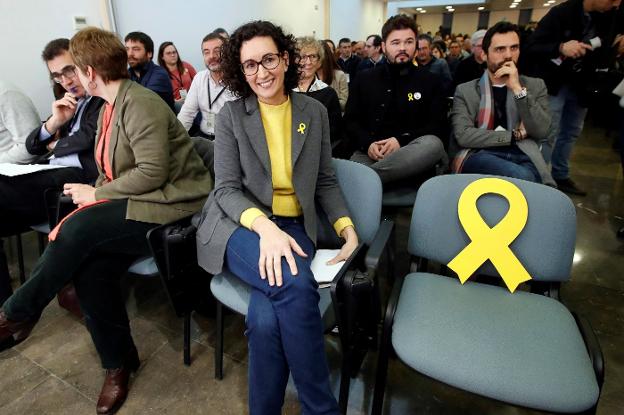 Marta Rovira, antes de su intervención ayer en el Consell Nacional de Esquerra. :: a. estévez / efe