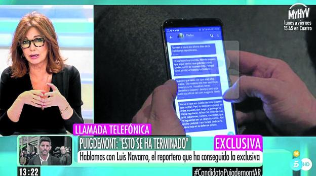 Pantallazo del programa de Telecinco durante la difusión de la noticia. 