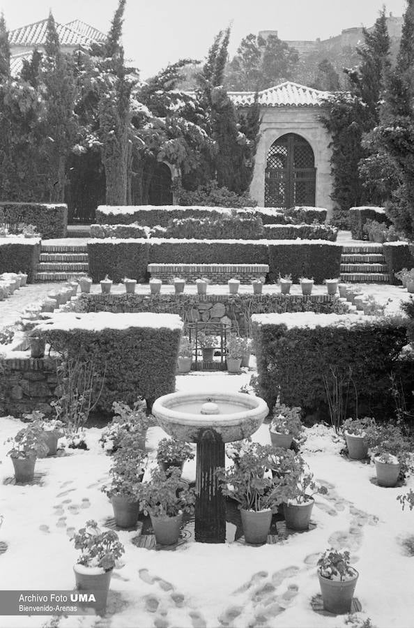 El 3 de febrero de 1954 es una fecha que ha quedado en el recuerdo de la capital. Aquel día se dieron las condiciones necesarias para que la nieve cuajara en Málaga y quedara una estampa que no se ha vuelto a repetir desde esa fecha.