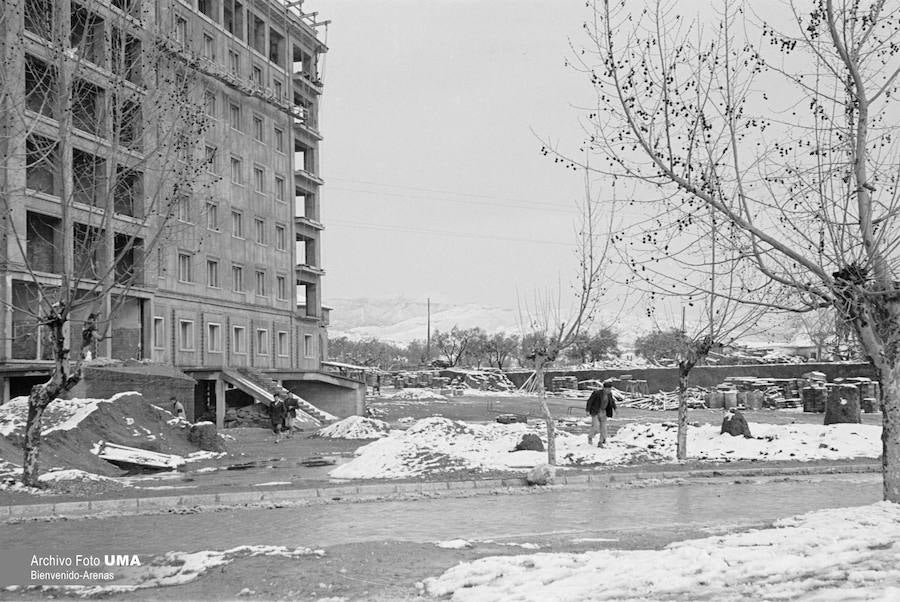 El 3 de febrero de 1954 es una fecha que ha quedado en el recuerdo de la capital. Aquel día se dieron las condiciones necesarias para que la nieve cuajara en Málaga y quedara una estampa que no se ha vuelto a repetir desde esa fecha.