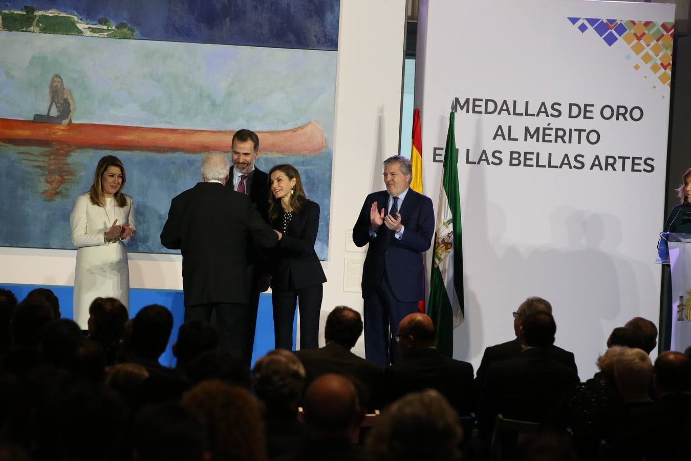 Don Felipe y Doña Letizia presiden la ceremonia en el Pompidou