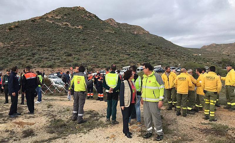 Dispositivo de búsqueda del niño desaparecido ayer en la barriada de Las Hortichuelas en Nijar (Almeria) en el que han participado Guardia Civil, Protección Civil y decenas de ciudadanos