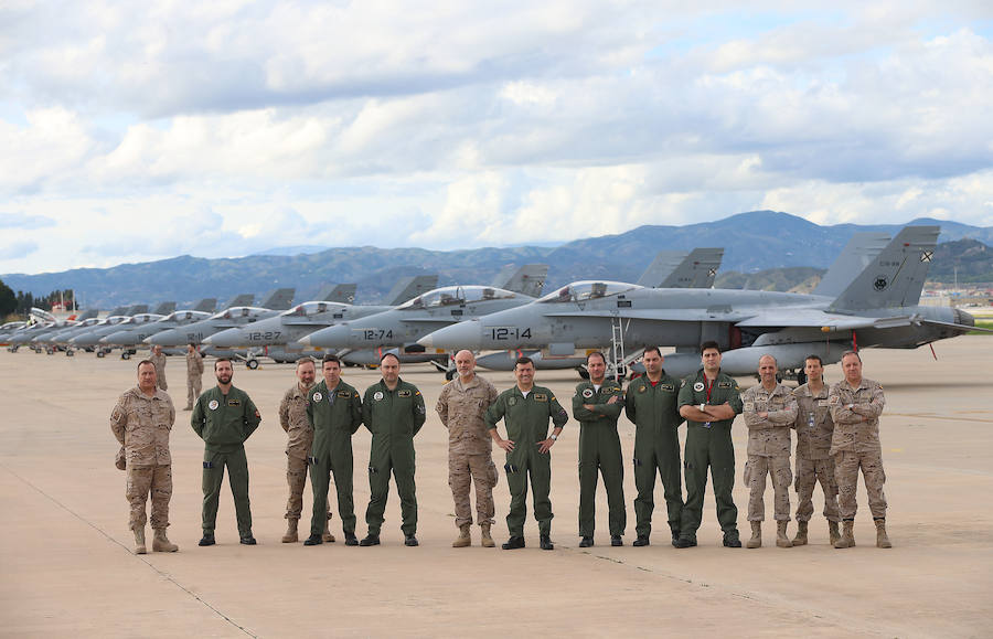 Aviones de combate en Málaga, una docena de cazas F18 participarán el miércoles en el ejercicio Dapex en Málaga