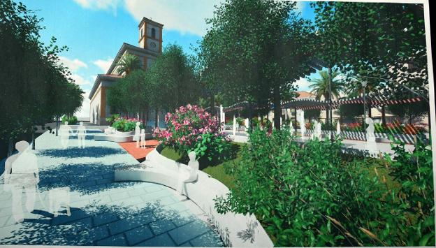 Recreación del proyecto de la plaza de la Iglesia, en San Pedro. :: josele-lanza