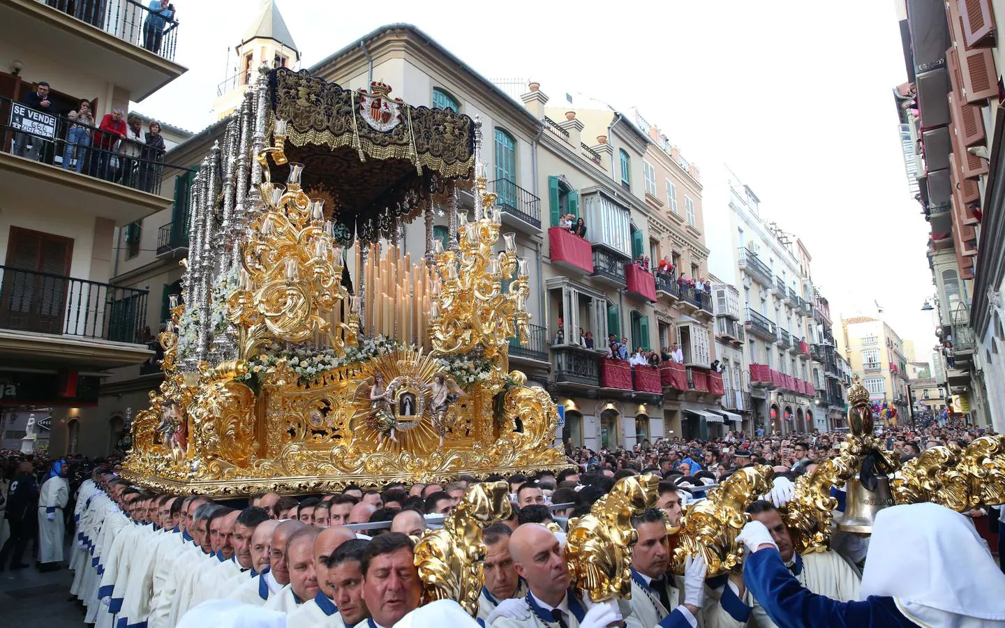 Imágenes de la cofradía de Jesús de la Puente del Cedrón y María Santísima de la Paloma en el Miércoles Santo de la Semana Santa de Málaga de 2018. 