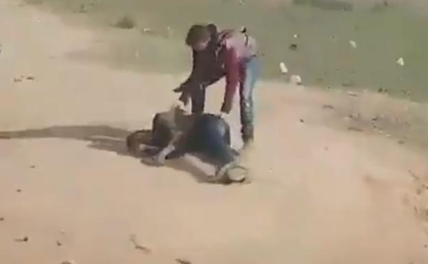 Un joven palestino abatido por la espalda.
