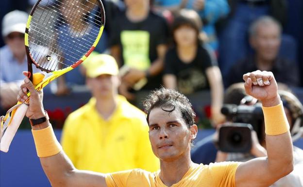 Rafa Nadal celebra una de sus victorias en el Conde de Godó. 