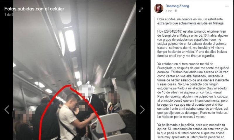 Publicación en Facebook de Dantong Zhang. 