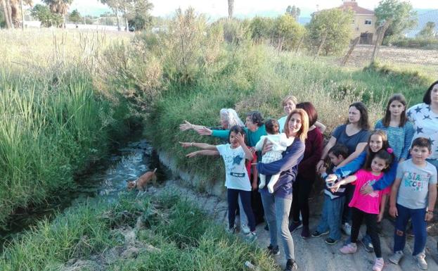 Vecinos, junto al arroyo de Cantos que pasa por la barriada y causa numerosos problemas.