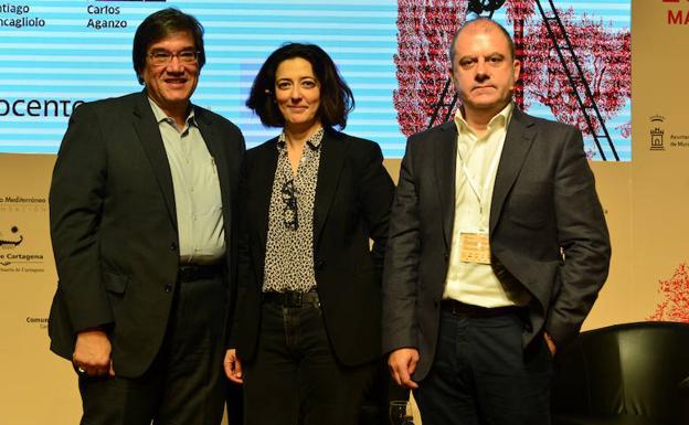 Jaime Abello Banfi, Rosa Belmonte y Benjamín Lana, este miércoles, en el foro Futuro en Español.