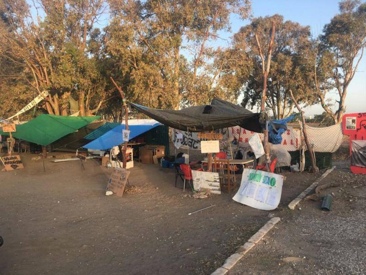 Los ecologistas que estaban acampados en los terrenos de Arraijanal en protesta por la construcción de la ciudad deportiva del Málaga han sido desalojados. Estas son las imágenes del momento.