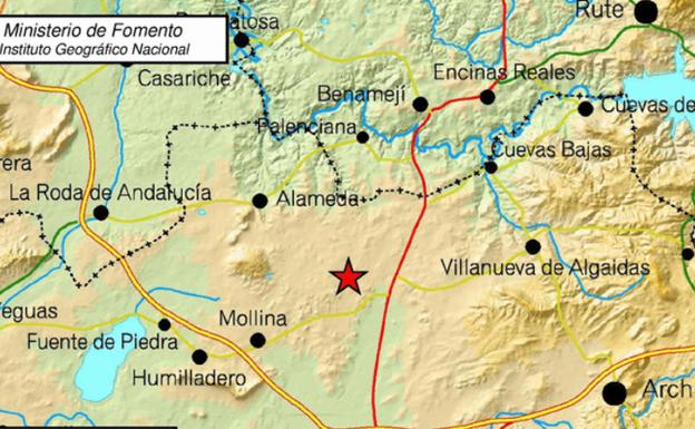 En el mapa se señala con una estrella el epicentro de uno de los terremotos.