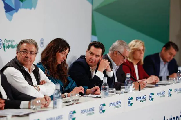 Caras sombrías en el comité ejecutivo del PP andaluz del pasado viernes. :: vidal. efe