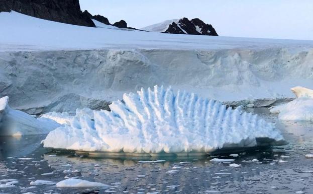 Grietas cerca de la línea de tierra del Glaciar Pine Island, en la Antártida.