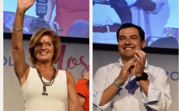 Juanma Moreno y Esperanza Oña el pasado verano en el congreso del PP.