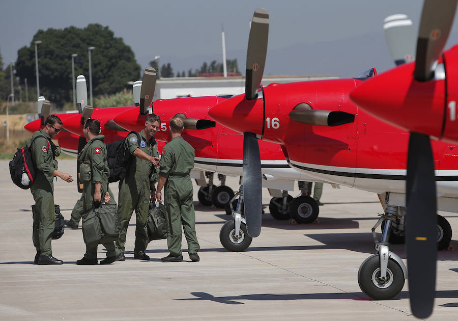 Llegada de las aeronaves para el Torre del Mar Airshow 2018 a la Base Aérea de Málaga. 