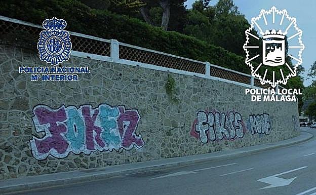 Imagen principal - Detienen a cuatro de los grafiteros más activos de Málaga