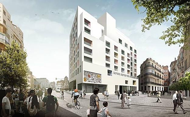 Imagen de la recreación de la fachada del hotel de Moneo. 