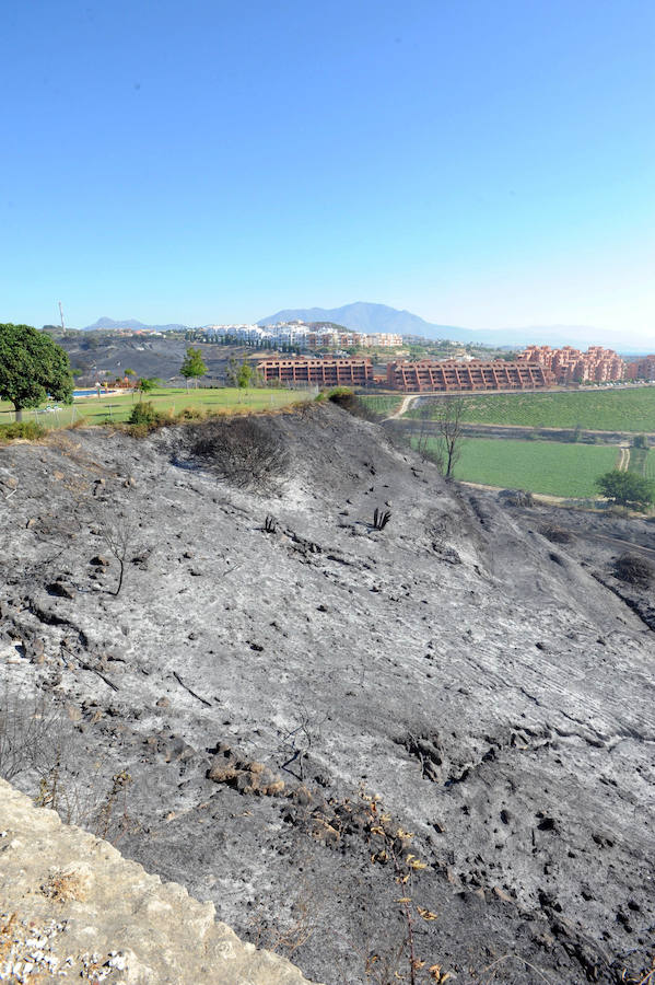 Unos 47 bomberos forestales, dos técnicos de operaciones, una brica, dos autobombas, dos agentes de medio ambiente y dos helicópteros han trabajado en la extinción del incendio que en Manilva obligó a desalojar a 400 personas.