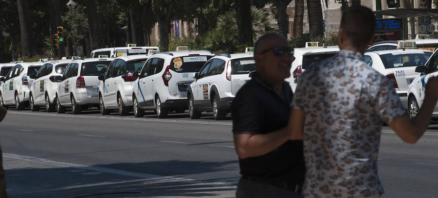 En el tercer día de huelga, los taxistas de Málaga han vuelto a cortar por sorpresa el Paseo del Parque en ambas direcciones.