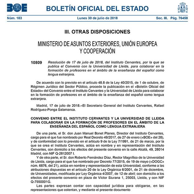 Extracto del BOE del lunes 30 de julio 