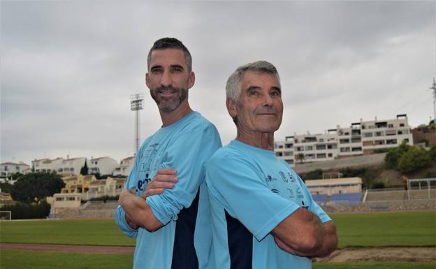 Fernández y Gallardo, entrenando juntos antes del Mundial en la pista del Club Nerja.
