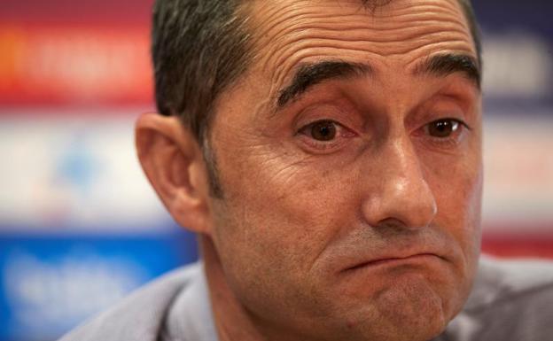 Ernesto Valverde, durante la rueda de prensa. 